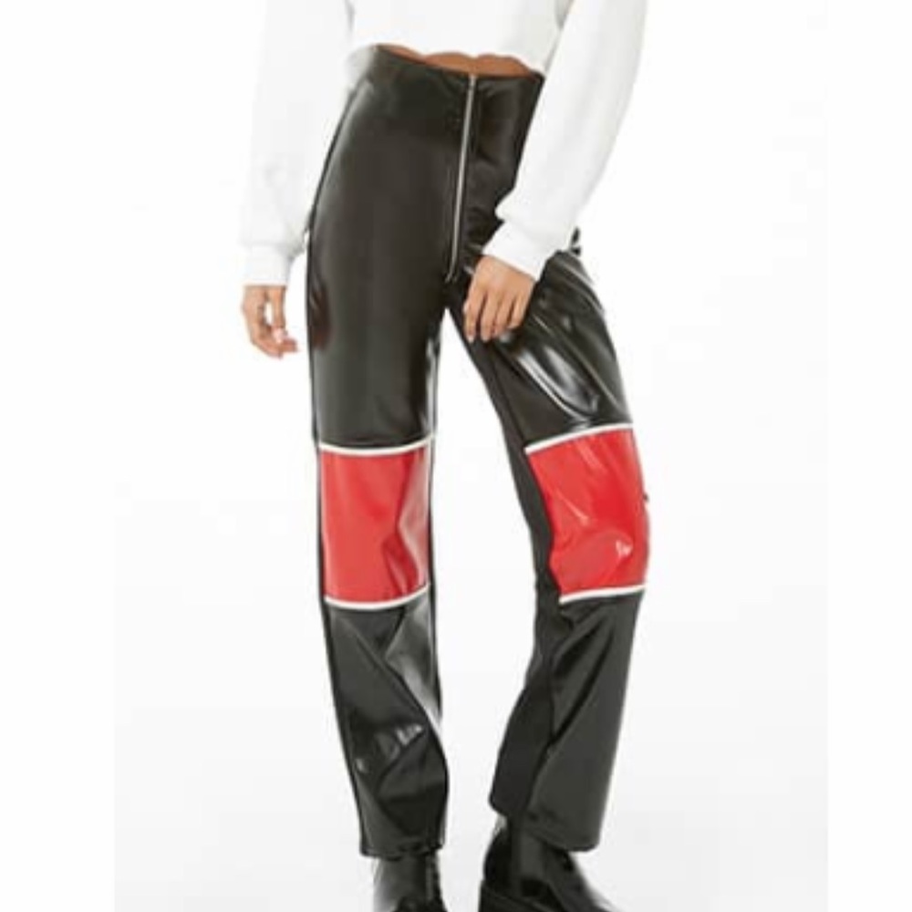 NWT Zipper Colorblock Leather Pants - Tailgate